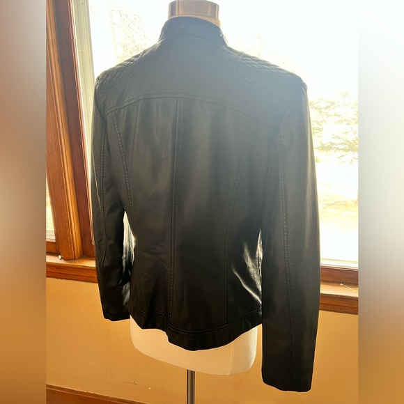 Black Faux Leather Jacket With silver details - Picture 3 of 4